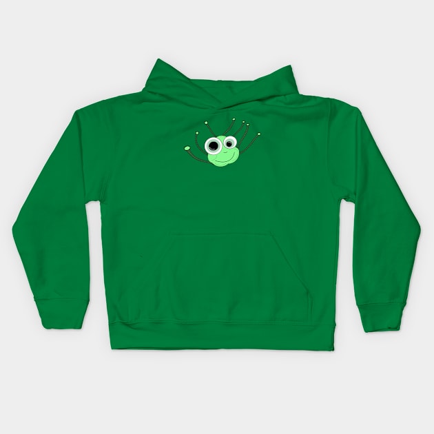 Green monster with tentacles Kids Hoodie by Artemis Garments